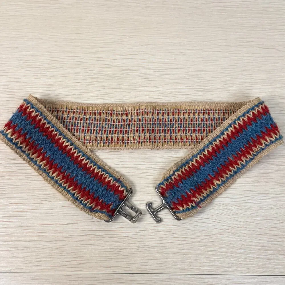 Vintage 70s Woven Chevron Stretch Belt Hippie Boho Coastal Cowgirl Retro XS S M